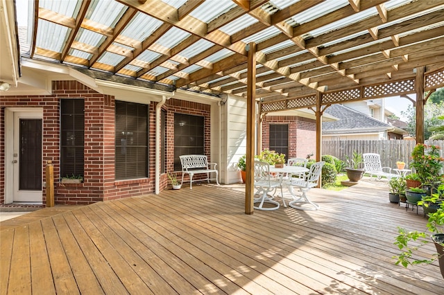 2603 Piney Woods Dr, Pearland, TX 77581 - deck featuring a pergola and outdoor dining space