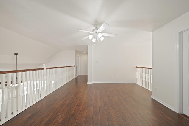 4802 N Pine Brook Way, Houston, TX 77059 - spare room featuring ceiling fan, hardwood / wood-style flooring, and lofted ceiling