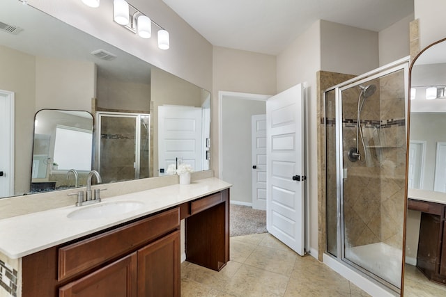 20314 Tarpon Bay Ln, Cypress, TX 77433 - full bath with vanity, a shower stall, and tile patterned floors
