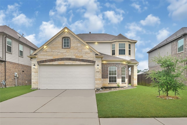 11346 Cascading Stream Way, Houston, TX 77044 - view of front of property with stone siding, driveway, a shingled roof, and an attached garage