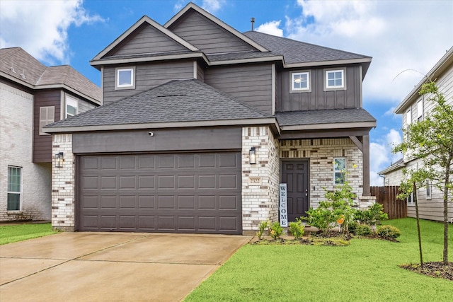 2322 Honey Heights Ln, Fresno, TX 77545 - traditional-style house with a garage, driveway, roof with shingles, and stone siding