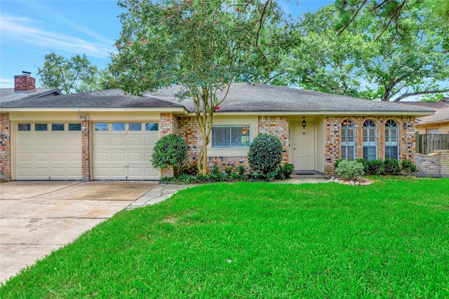 16426 Cavendish Dr, Houston, TX 77059 - ranch-style home with driveway, a garage, brick siding, and a front lawn