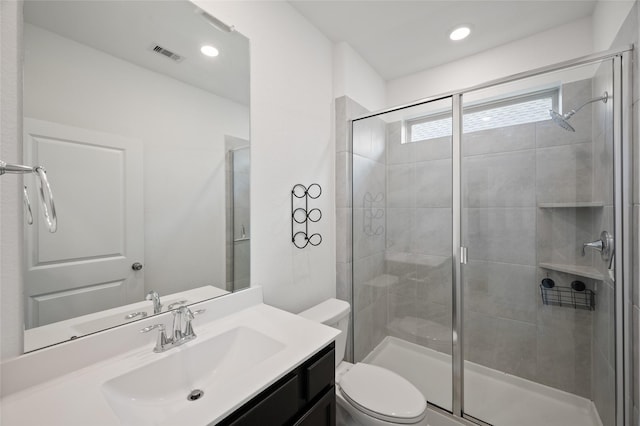 3447 Warwick River Trl, Kingwood, TX 77365 - full bath with a stall shower, vanity, and recessed lighting
