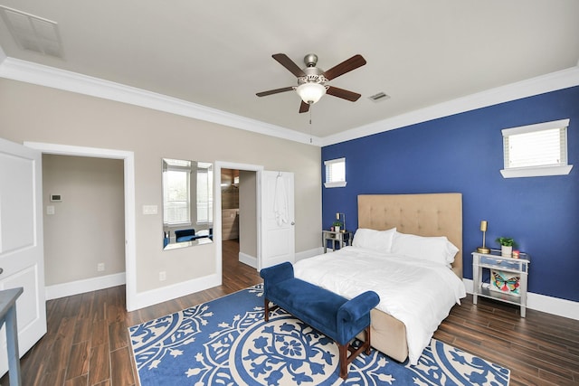 31201 Redwood Manor Ct, Spring, TX 77386 - bedroom featuring wood finished floors, crown molding, and a ceiling fan