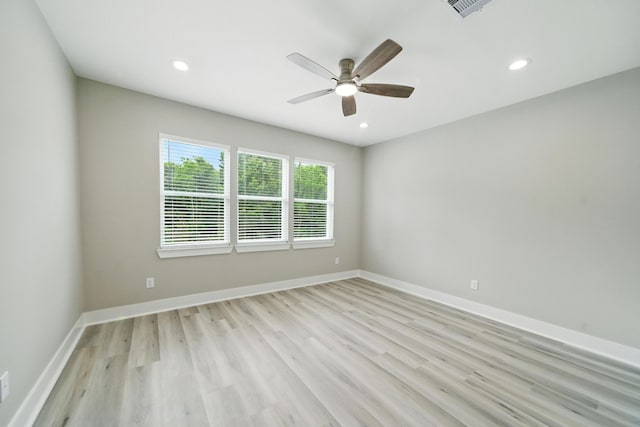 335 Todd St, Tomball, TX 77375 - spare room with light wood-type flooring, a ceiling fan, and recessed lighting