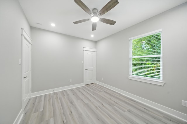 335 Todd St, Tomball, TX 77375 - unfurnished room featuring light wood-type flooring, a ceiling fan, and recessed lighting