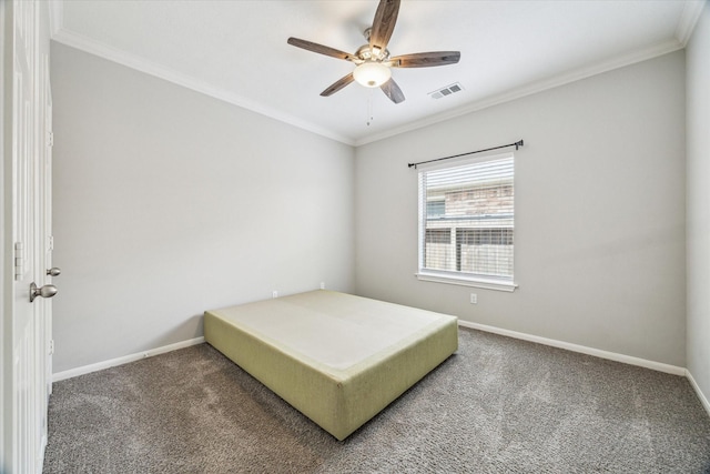 17227 Horsetooth Canyon Dr, Houston, TX 77095 - carpeted bedroom with crown molding and a ceiling fan
