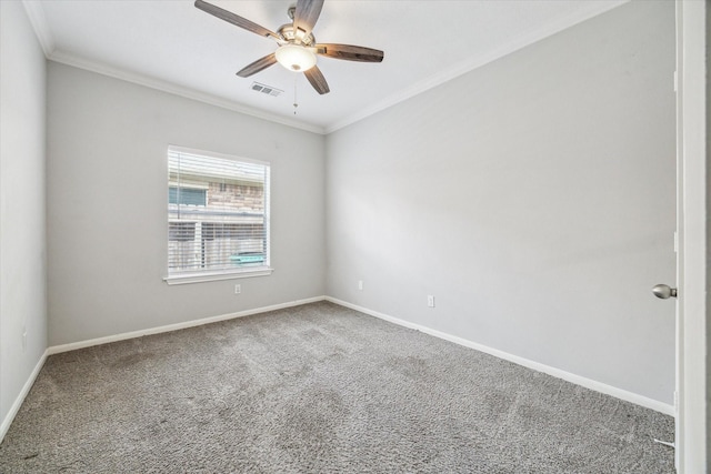 17227 Horsetooth Canyon Dr, Houston, TX 77095 - spare room with carpet flooring, crown molding, and a ceiling fan