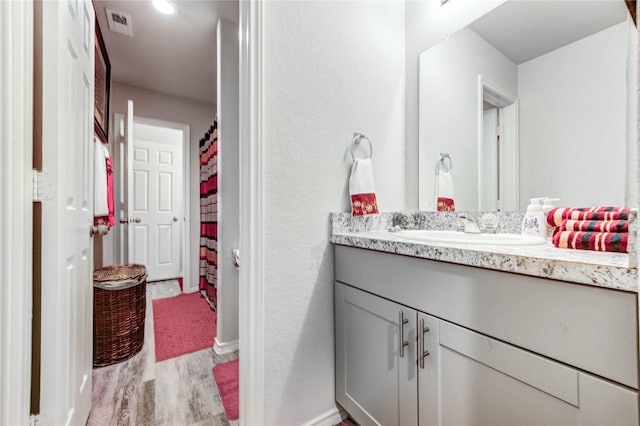 4338 Tulip Oak Dr, Houston, TX 77068 - bathroom with vanity and wood finished floors