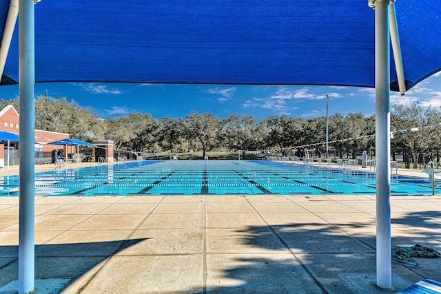 4418 Treasure Trl, Sugar Land, TX 77479 - community pool with a patio and view of wooded area