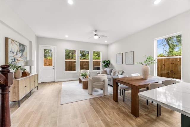6216 Carver Rd, Houston, TX 77091 - living area with a ceiling fan, plenty of natural light, recessed lighting, and light wood finished floors