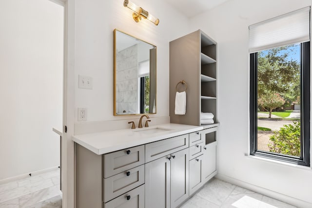 506 Fox Briar Ln, Sugar Land, TX 77478 - bathroom featuring marble finish floors and vanity