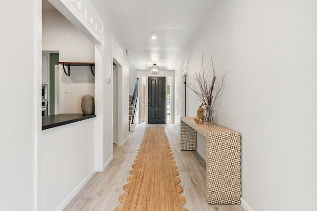 506 Fox Briar Ln, Sugar Land, TX 77478 - entryway featuring stairs, wood finished floors, and recessed lighting