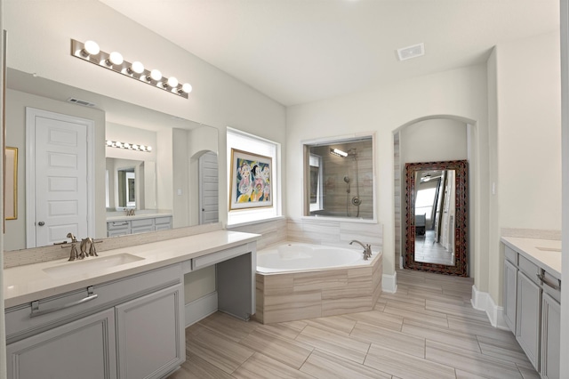 32647 Turning Springs Dr, Fulshear, TX 77423 - full bath featuring two vanities, a bath, and tiled shower