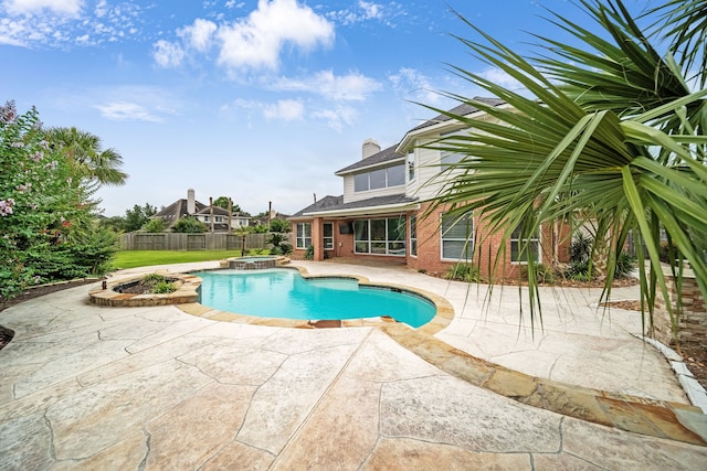 12702 Eagle Ledge Ln, Tomball, TX 77377 - view of pool featuring a fenced backyard, a patio, and a pool with connected hot tub