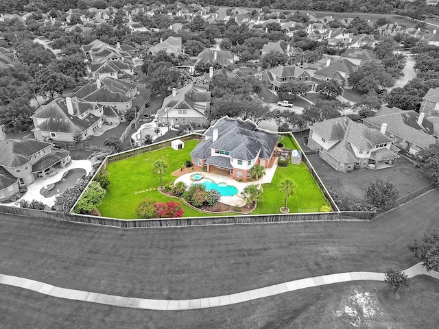 12702 Eagle Ledge Ln, Tomball, TX 77377 - aerial perspective of suburban area featuring property parcel outlined and a pool area