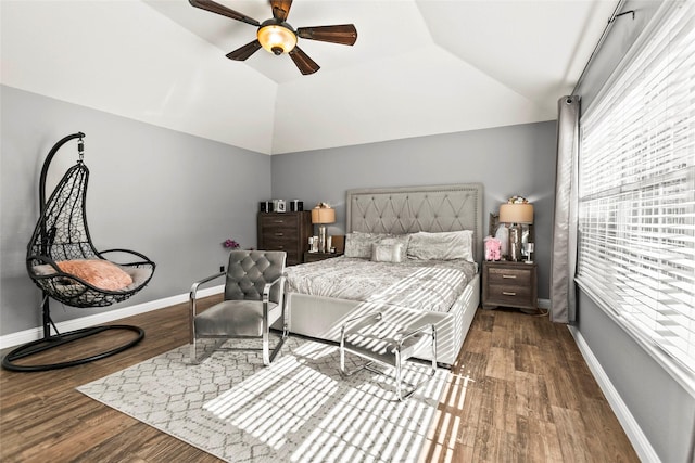 5403 Winlock Trace Ct, Katy, TX 77450 - bedroom with wood finished floors, vaulted ceiling, and ceiling fan