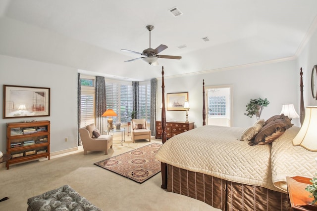6230 Pebble Beach Dr, Houston, TX 77069 - carpeted bedroom featuring ornamental molding and ceiling fan