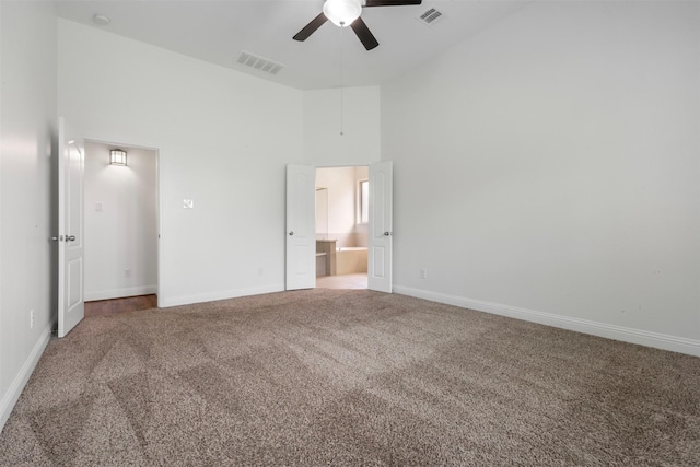 20123 Cascading Falls Blvd, Cypress, TX 77433 - unfurnished bedroom with carpet, a high ceiling, ceiling fan, and ensuite bathroom