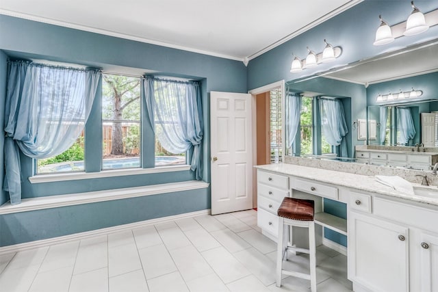 22806 Rachels Manor Dr, Katy, TX 77494 - full bathroom with vanity, healthy amount of natural light, and crown molding