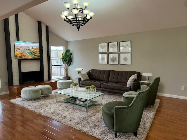 10719 Bellfair Dr, Houston, TX 77072 - living area featuring a chandelier, wood finished floors, and lofted ceiling