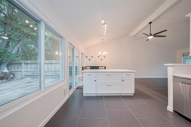 3407 Hillstone Dr, Sugar Land, TX 77479 - kitchen featuring white cabinetry, a chandelier, and plenty of natural light