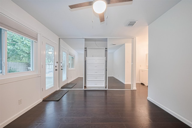 3407 Hillstone Dr, Sugar Land, TX 77479 - entryway featuring wood finished floors and ceiling fan