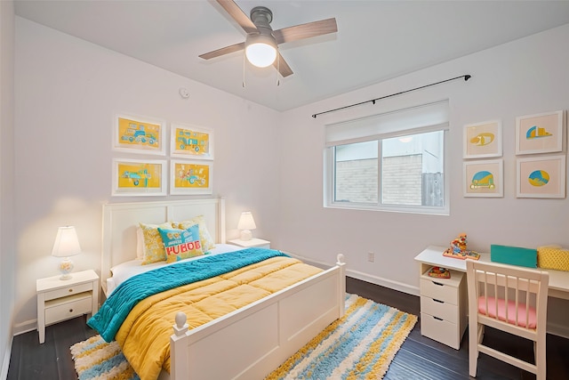 3407 Hillstone Dr, Sugar Land, TX 77479 - bedroom with dark wood finished floors and ceiling fan