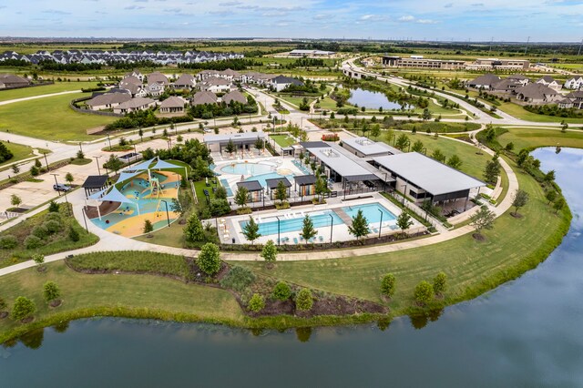 11111 Heartleaf Aster Way, Cypress, TX 77433 - aerial view of a pool area and a nearby body of water