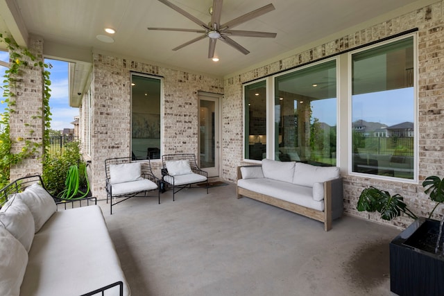 11111 Heartleaf Aster Way, Cypress, TX 77433 - view of patio with outdoor lounge area and ceiling fan