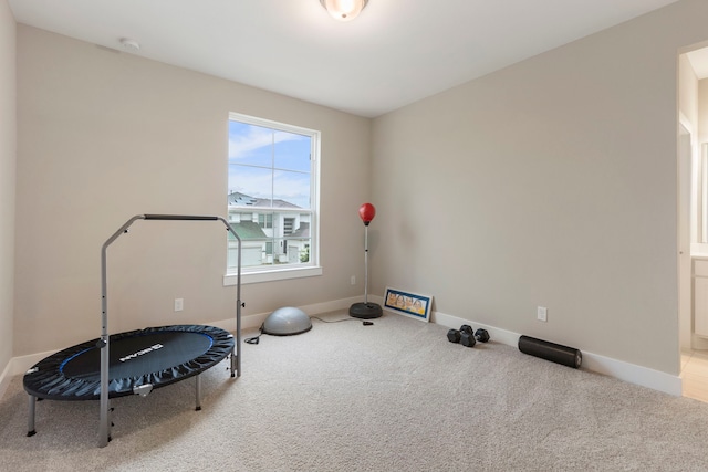 11111 Heartleaf Aster Way, Cypress, TX 77433 - exercise room featuring carpet flooring and baseboards