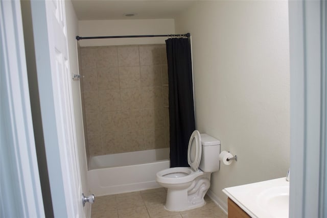 26350 Riley Glen Dr, Richmond, TX 77406 - full bathroom with tile patterned floors, vanity, and shower / bath combo with shower curtain