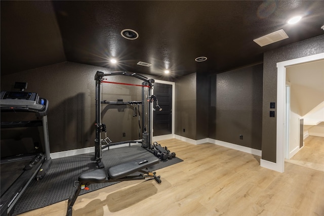 1000 Denson Allen Rd, Coldspring, TX 77331 - workout area featuring wood finished floors and baseboards