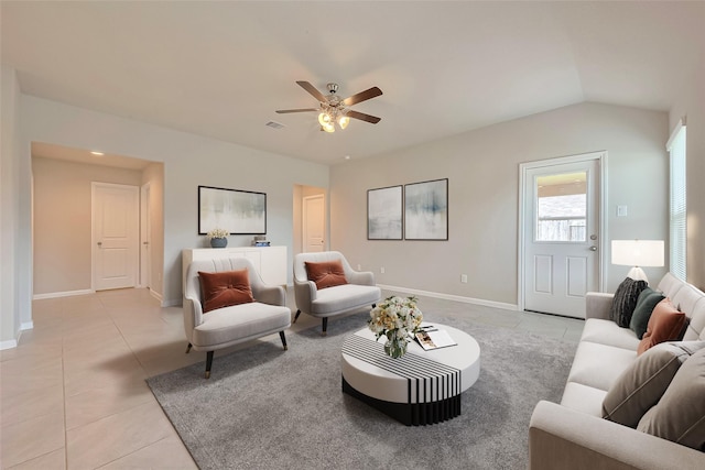 3227 Zephyr Park Ln, Katy, TX 77494 - living area featuring light tile patterned floors and a ceiling fan