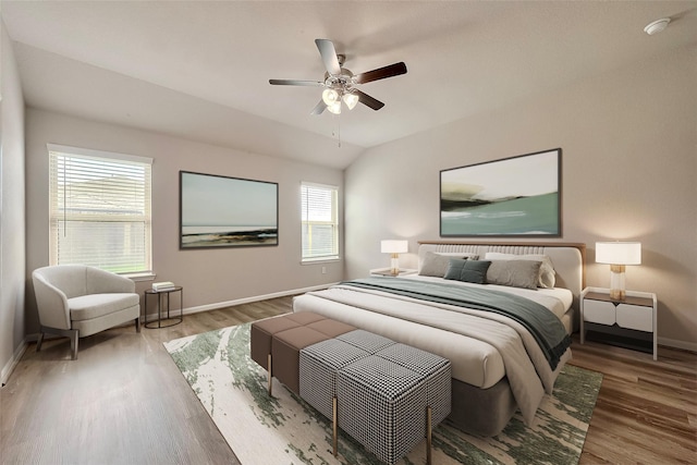 3227 Zephyr Park Ln, Katy, TX 77494 - bedroom with wood finished floors, ceiling fan, and vaulted ceiling