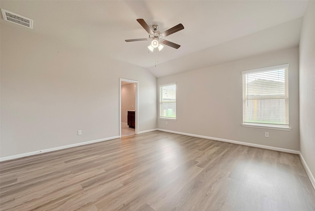 3227 Zephyr Park Ln, Katy, TX 77494 - unfurnished room featuring light wood-type flooring, ceiling fan, and lofted ceiling