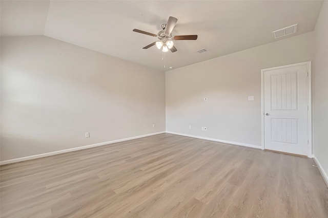 3227 Zephyr Park Ln, Katy, TX 77494 - spare room featuring light wood-style floors, a ceiling fan, and lofted ceiling