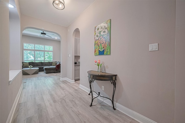 6507 Pinewood Trace Ln, Houston, TX 77041 - hall featuring arched walkways and light wood-type flooring