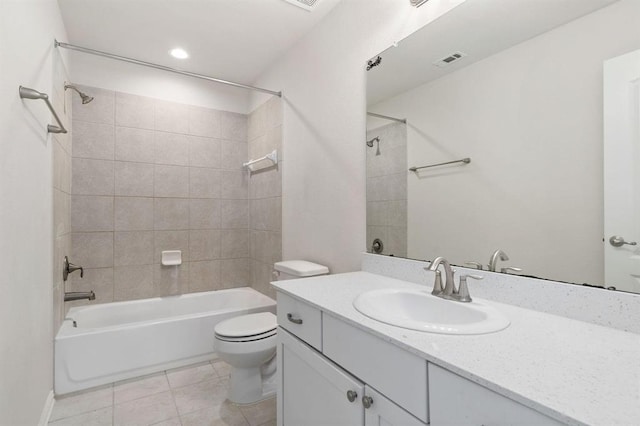 24727 Lake Basin Ct, Katy, TX 77493 - bathroom with vanity, shower / tub combination, and tile patterned flooring