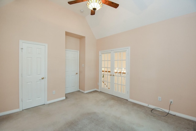 3003 Bernadette Ln, Houston, TX 77043 - unfurnished bedroom with carpet, high vaulted ceiling, and ceiling fan