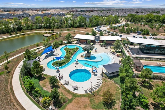 18511 Wolf Mountain Ln, Cypress, TX 77433 - aerial view of a pool and a nearby body of water