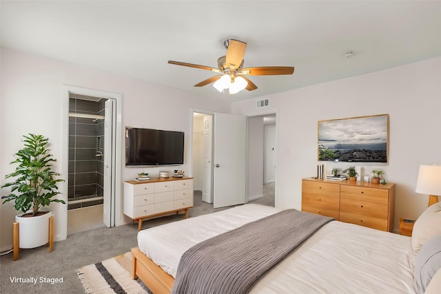 8101 Amelia Rd Unit 509, Houston, TX 77055 - bedroom featuring light colored carpet and ceiling fan