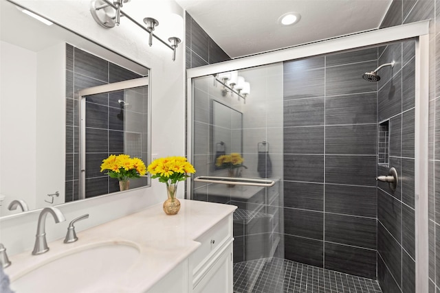 8101 Amelia Rd Unit 509, Houston, TX 77055 - bathroom with vanity and a shower stall