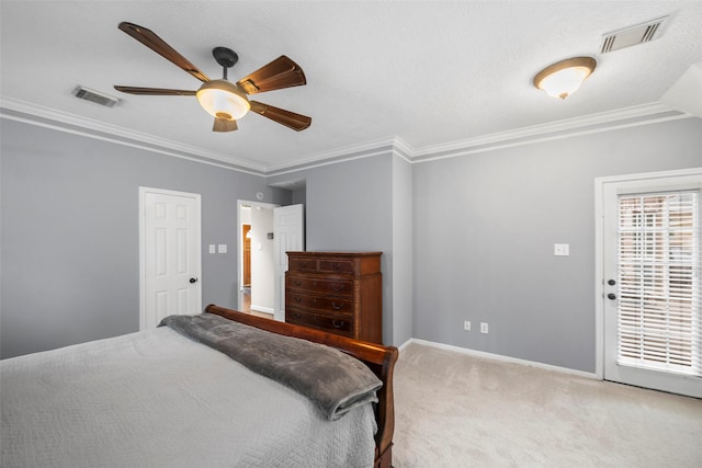 8511 Parmer Ct, Houston, TX 77064 - bedroom with carpet, ornamental molding, and ceiling fan