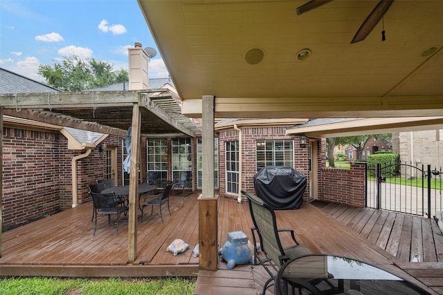 8511 Parmer Ct, Houston, TX 77064 - deck featuring outdoor dining area and ceiling fan