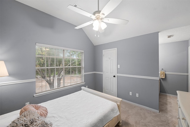 8511 Parmer Ct, Houston, TX 77064 - carpeted bedroom featuring lofted ceiling and ceiling fan
