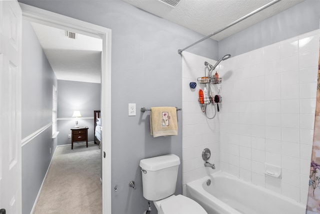 8511 Parmer Ct, Houston, TX 77064 - full bath with shower / bathtub combination with curtain, a textured ceiling, and connected bathroom