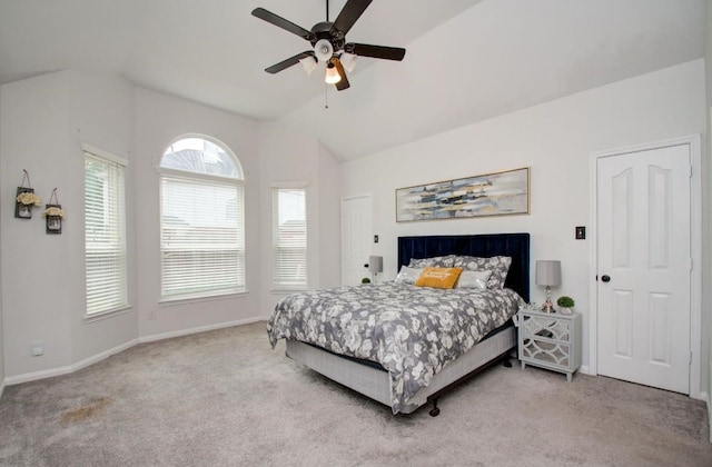 17603 Memorial Falls Dr, Tomball, TX 77375 - carpeted bedroom featuring lofted ceiling and ceiling fan