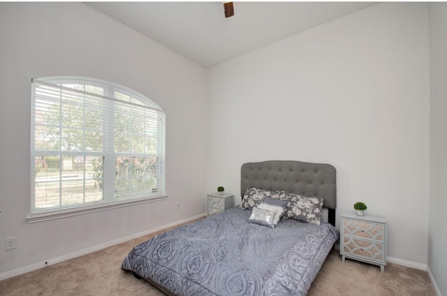 17603 Memorial Falls Dr, Tomball, TX 77375 - bedroom with carpet floors, lofted ceiling, and ceiling fan
