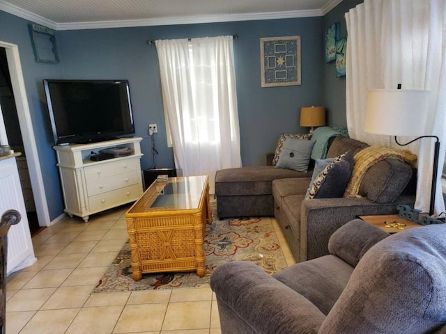 23002 Vida, Galveston, TX 77554 - living area with light tile patterned floors and crown molding